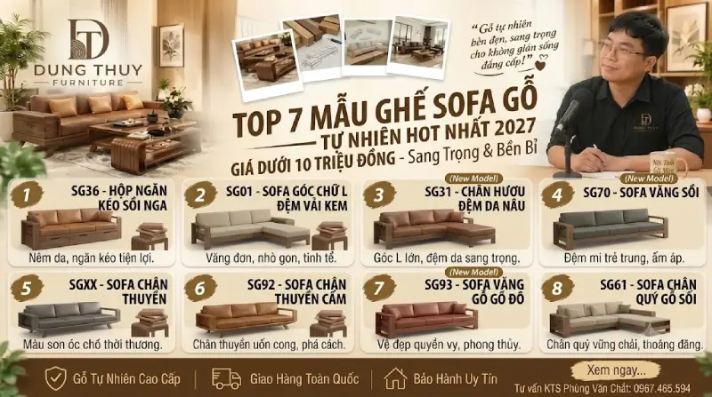 mẫu sofa gỗ tự nhiên dưới 10 triệu