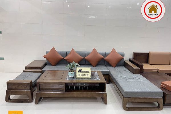 sofa góc chữ L chân quỳ SG61L xám