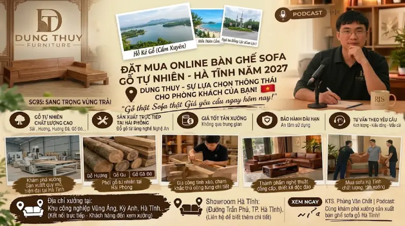 Đặt mua online bàn ghế sofa gỗ tự nhiên ở đâu tốt ở Hà Tĩnh
