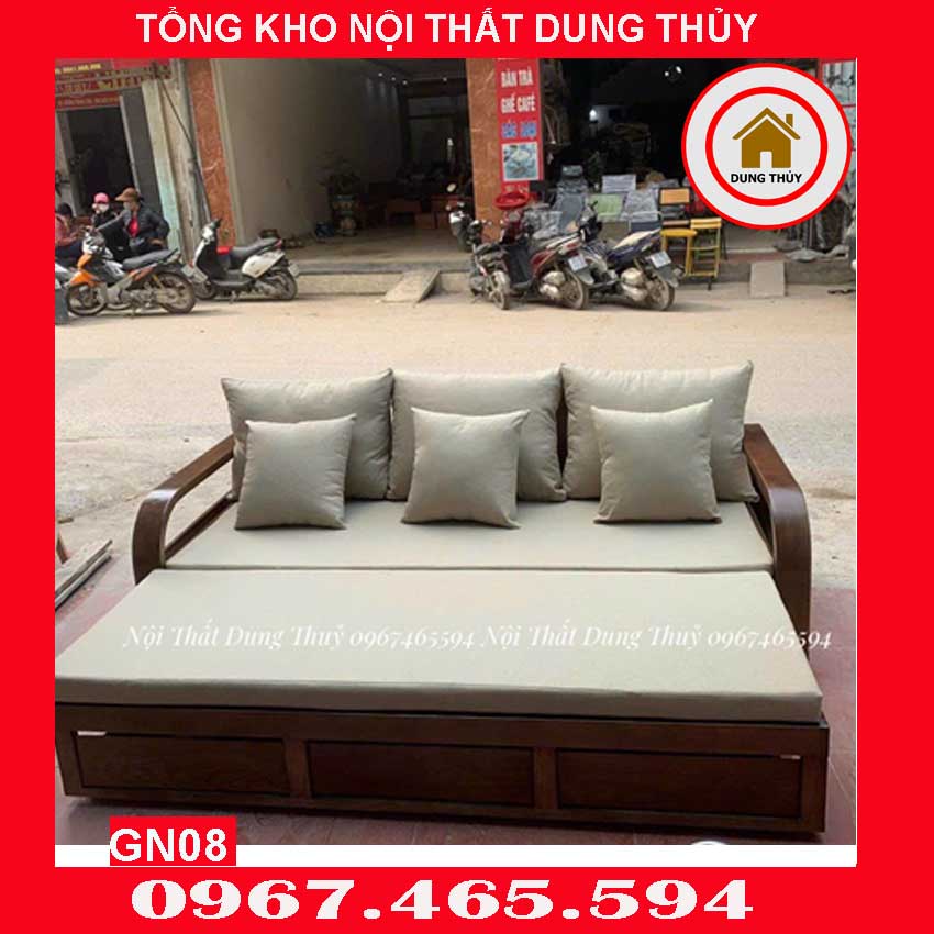 Giường gấp thành ghế sofa gỗ sồi Nga GN08