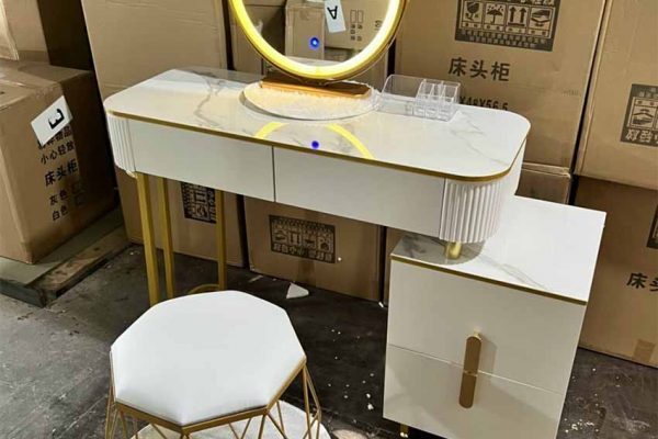 Bàn trang điểm đèn LED gương tròn 3 ngăn TD18