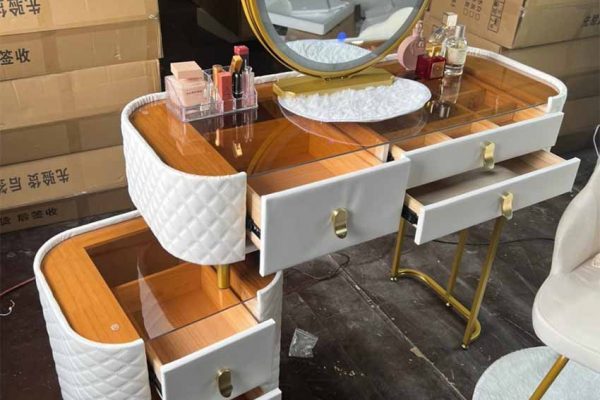 Bàn trang điểm đèn LED gương tròn 3 ngăn TD18