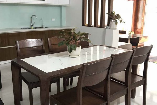 bộ bàn ăn 6 ghế mặt đá Hòa Bình