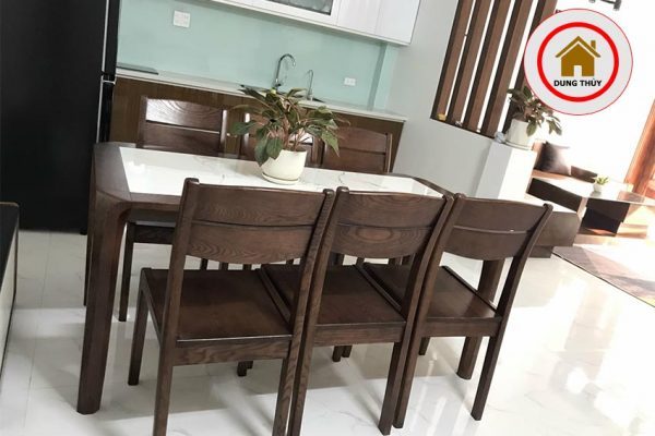 bộ bàn ăn 6 ghế mặt đá Hòa Bình