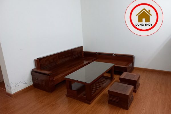 bộ ghế sofa góc trứng kèm kệ tivi