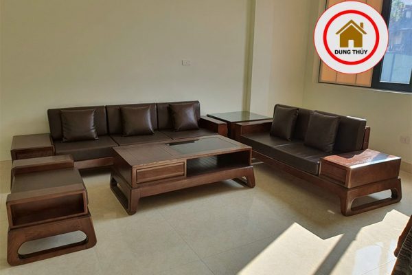 bộ sofa 2 văng gỗ sồi