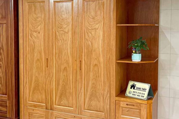 Tủ quần áo 3 cánh 1 kệ gỗ gõ đỏ TG22