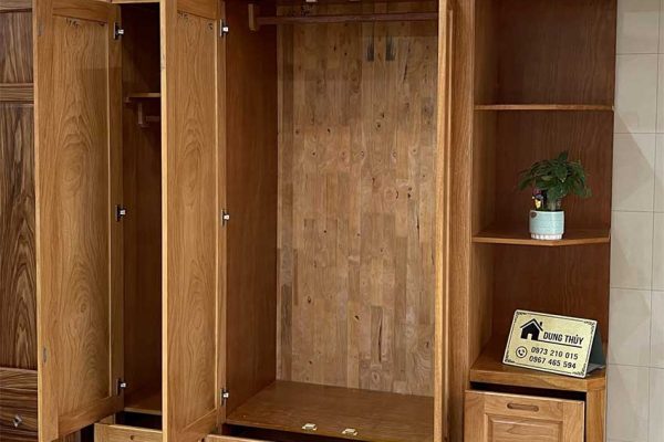 Tủ quần áo 3 cánh 1 kệ gỗ gõ đỏ TG22