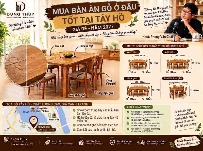 Mua bàn ăn gỗ ở đâu tốt ở Tây Hồ