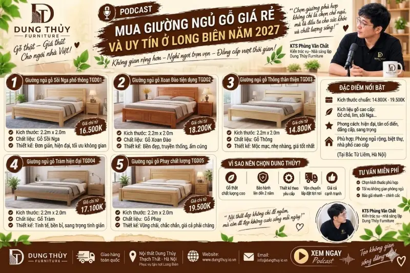 Địa chỉ bán giường ngủ gỗ giá rẻ và uy tín ở Long Biên