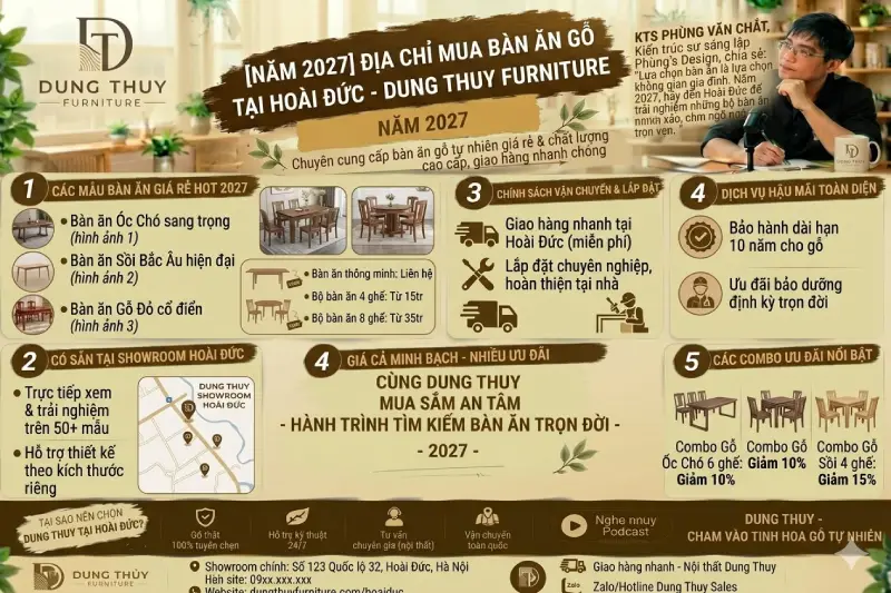 Địa chỉ cửa hàng bán bàn ăn giá rẻ ở Hoài Đức
