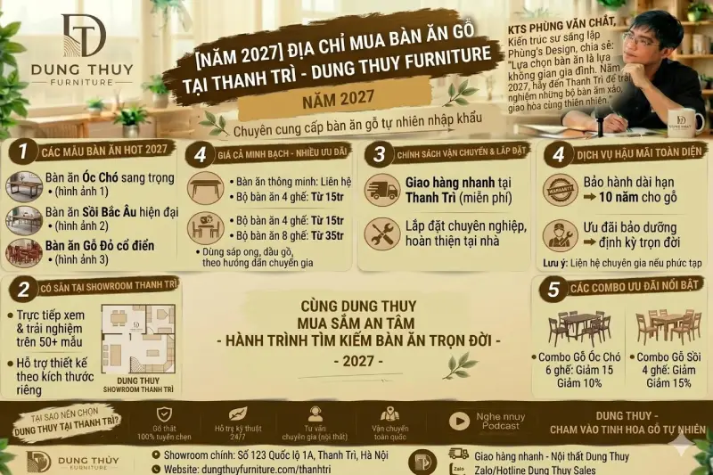 Mua bàn ăn gỗ ở đâu tốt tại Thanh Trì