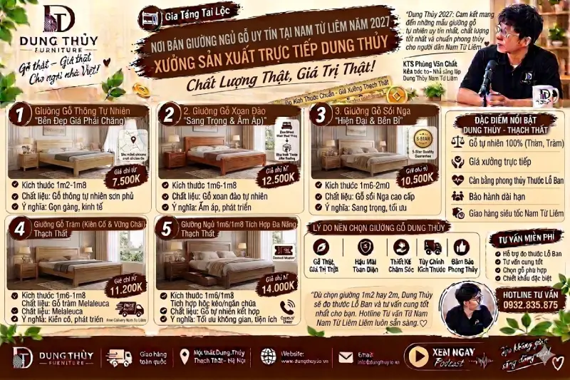 Nơi bán giường ngủ gỗ uy tín ở Nam Từ Liêm năm 2027