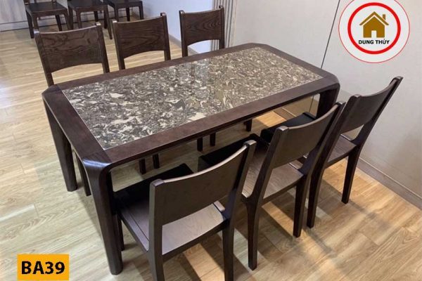 bàn ăn 6 ghế 1 lá BA39