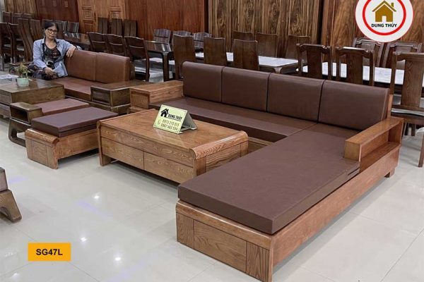 sofa góc chữ L chân cuốn SG47 đẹp