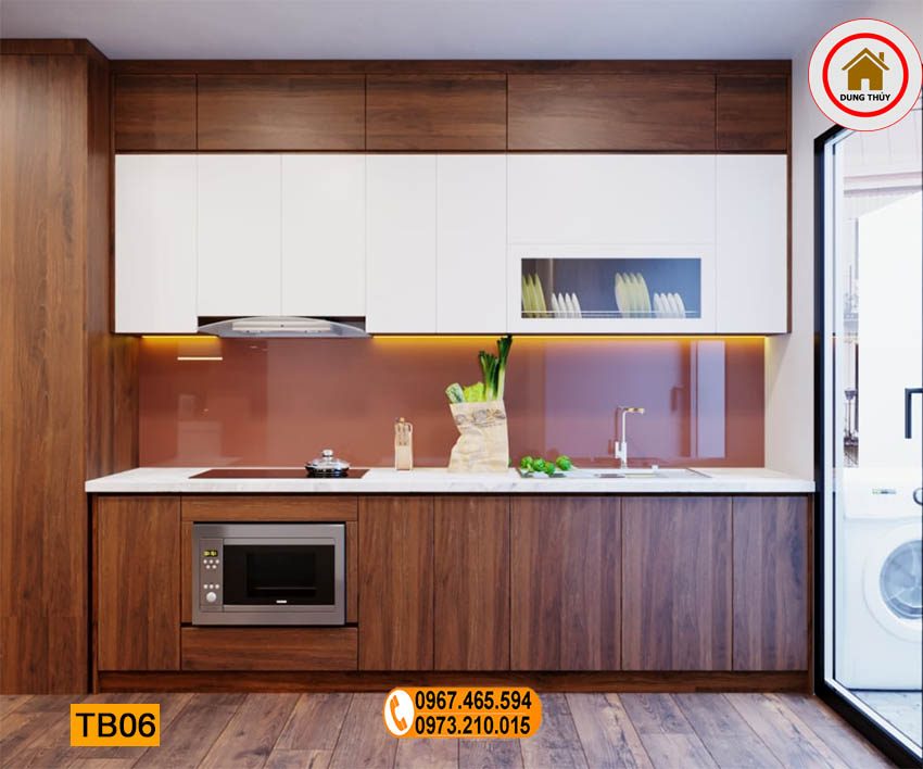 mẫu tủ bếp bằng gỗ tự nhiên