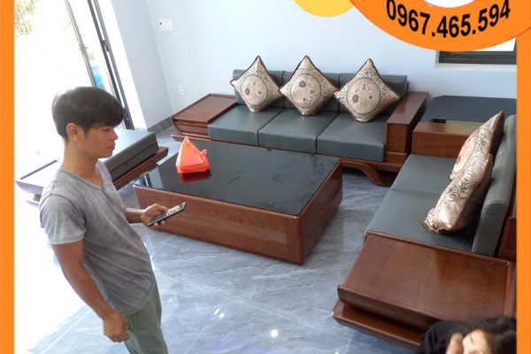 Sofa 2 văng thuyền cánh tiên chân xoắn gỗ sồi Nga SG89x chất