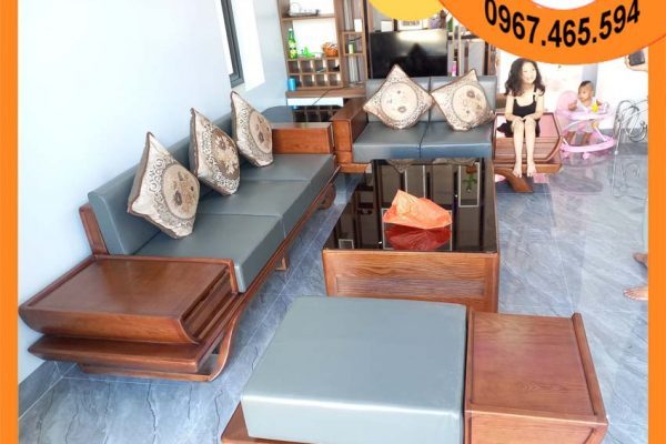 Sofa 2 văng thuyền cánh tiên chân xoắn gỗ sồi Nga SG89x chất