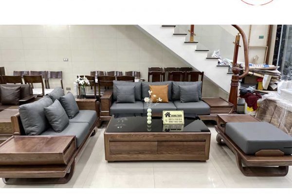 Sofa 2 văng thuyền cánh tiên chân xoắn gỗ sồi Nga SG89x nét