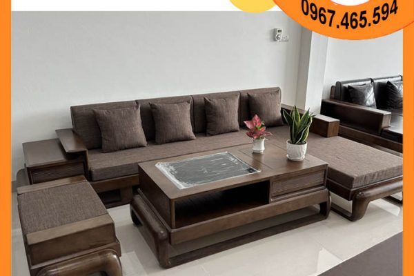 Sofa góc chữ L đùi gà gỗ sồi Nga SG77L đỉnh nét