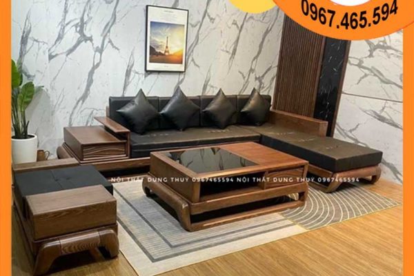 Sofa góc chữ L đùi gà gỗ sồi Nga SG77L Hòa Bình