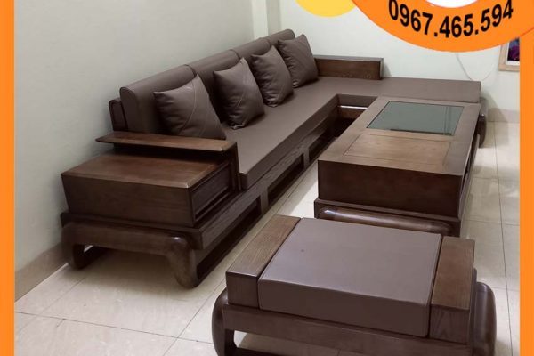 Sofa góc chữ L đùi gà gỗ sồi Nga SG77L đỉnh Hà Nội