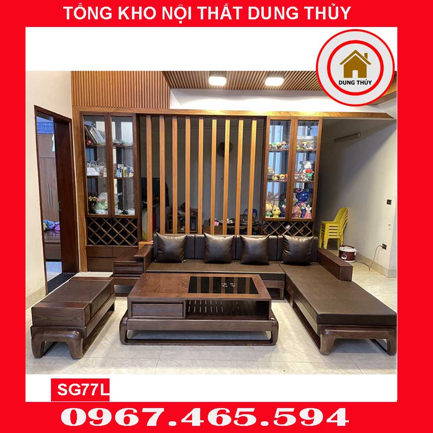 Sofa góc chữ L đùi gà gỗ sồi Nga SG77L