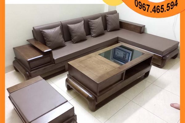 Sofa góc chữ L đùi gà gỗ sồi Nga SG77L đỉnh Hà Nội