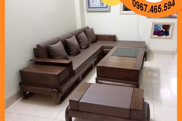 Sofa góc chữ L đùi gà gỗ sồi Nga SG77L đỉnh Hà Nội