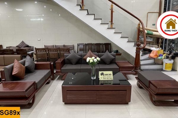 Sofa 2 văng thuyền cánh tiên chân xoắn gỗ sồi Nga SG89x