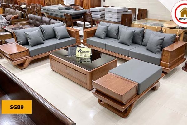 sofa 2 văng bay gỗ sồi SG89 đẹp