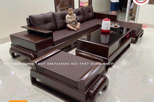 sofa góc chữ L đùi gà gỗ sồi SG77L đẹp