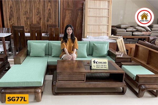 Sofa góc chữ L đùi gà gỗ sồi Nga SG77L