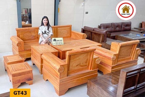 Bộ ghế đối tay pháo gỗ gõ đỏ Pachy GT43