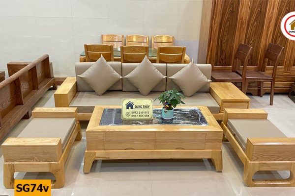 Bộ ghế sofa văng chân choãi gỗ sồi Nga SG74v