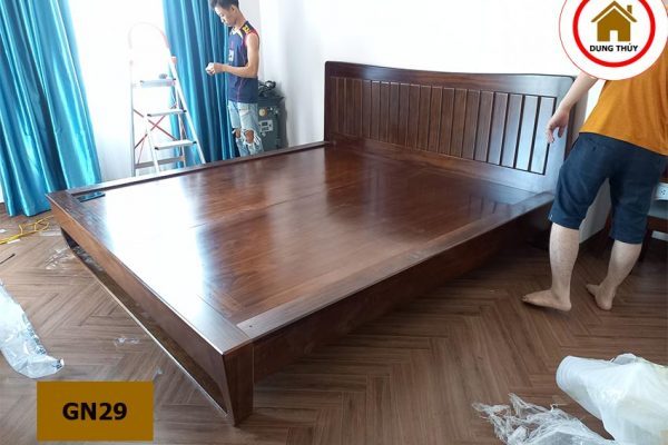 giường ngủ chân quỳ gỗ mun GN29