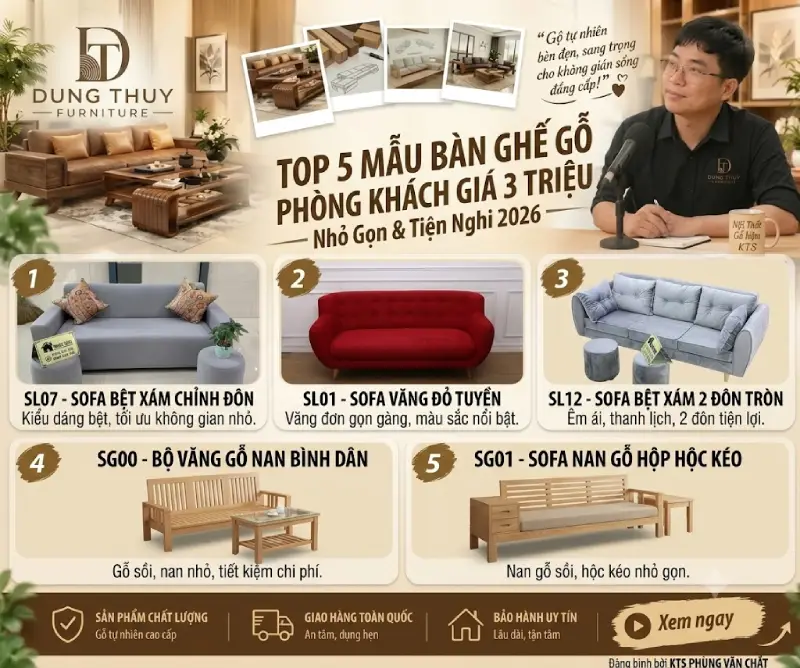 mẫu bàn ghế sofa giá dưới 3 triệu