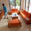 sofa 2 văng chân quỳ đẹp gỗ sồi