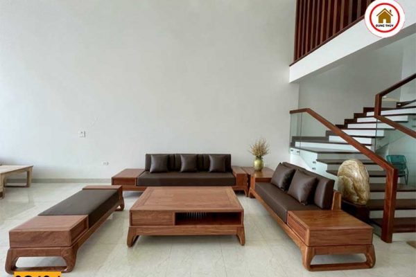 Bộ ghế sofa 2 văng chân quỳ gỗ hương đá SG62d