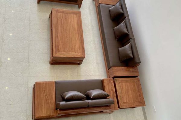 Bộ ghế sofa 2 văng chân quỳ gỗ hương đá SG62d