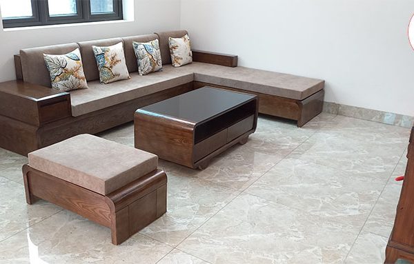 sofa góc chữ L chân cuốn