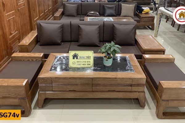 Bộ ghế sofa văng chân choãi gỗ sồi Nga SG74v