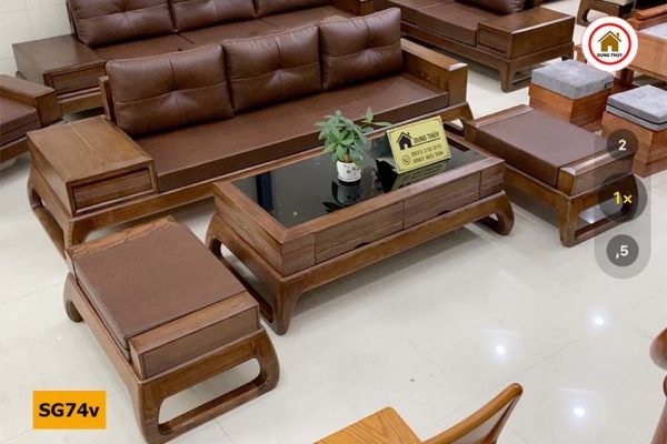 Bộ ghế sofa văng chân choãi gỗ sồi Nga SG74v