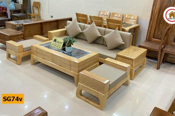 Bộ ghế sofa văng chân choãi gỗ sồi Nga SG74v