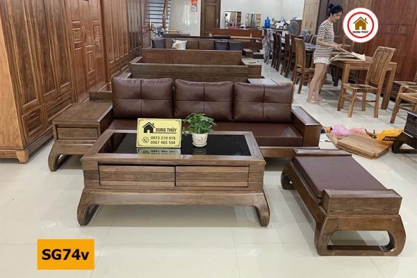 Bộ ghế sofa văng chân choãi gỗ sồi Nga SG74v