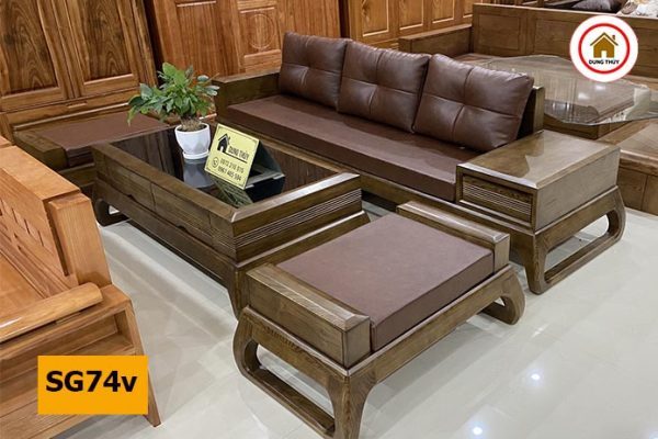 Bộ ghế sofa văng chân choãi gỗ sồi Nga SG74v