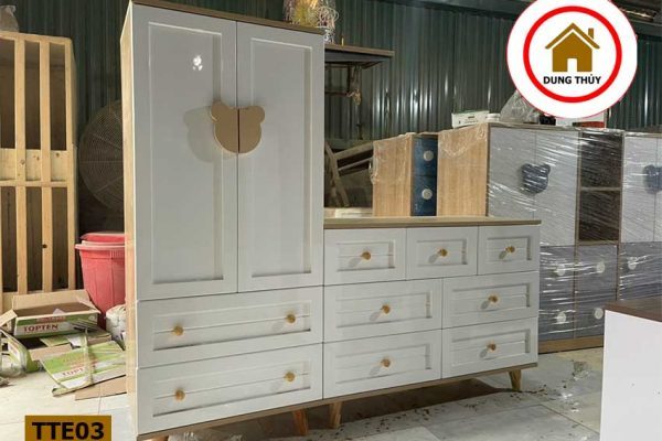 Tủ gỗ công nghiệp quần áo trẻ em nhiều ô TTE03