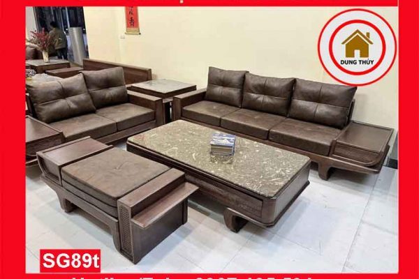 Sofa 2 văng thuyền cánh tiên chân thẳng gỗ sồi Nga SG89t