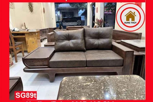 Sofa 2 văng thuyền cánh tiên chân thẳng gỗ sồi Nga SG89t