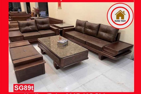 Sofa 2 văng thuyền cánh tiên chân thẳng gỗ sồi Nga SG89t